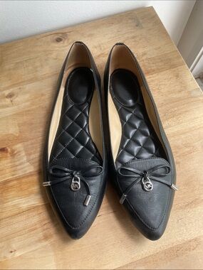 Michael Kors Black Pointed Toe Quilted Insole Ballet Flats